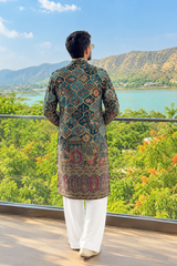 Men’s Heavy Embroidered Short Kurta Only – Trendy V-Neck Ethnic Wear