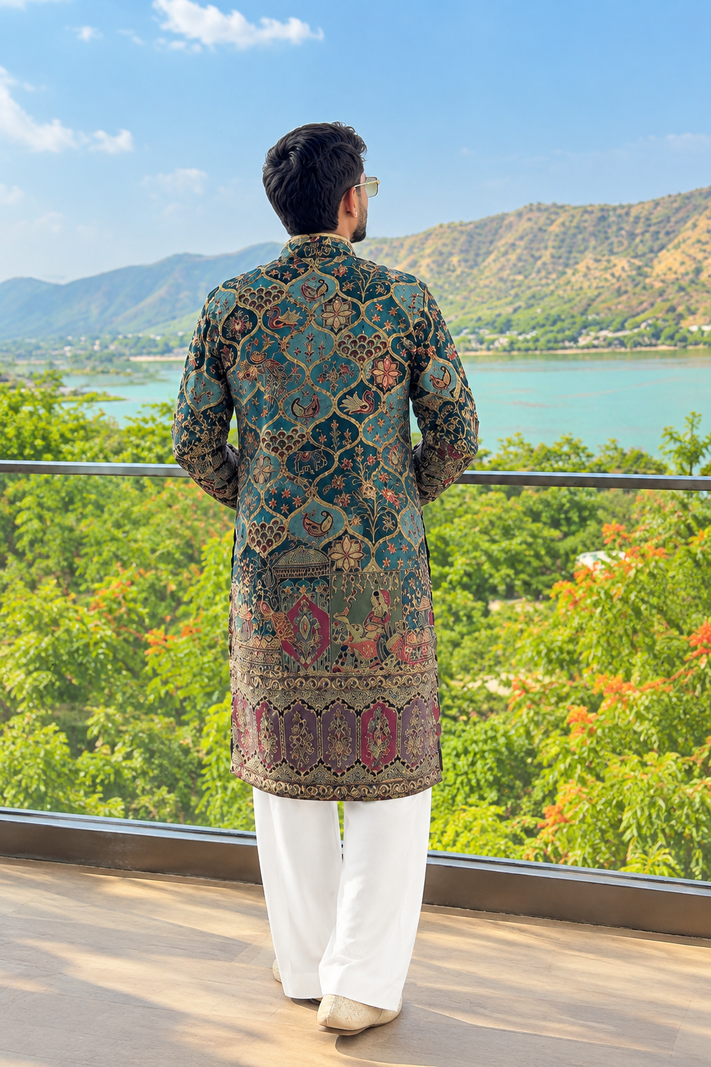 Men’s Heavy Embroidered Short Kurta Only – Trendy V-Neck Ethnic Wear