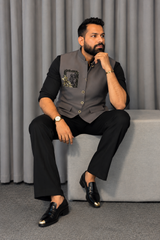 Premium Lion Grey Nehru Koti for Men