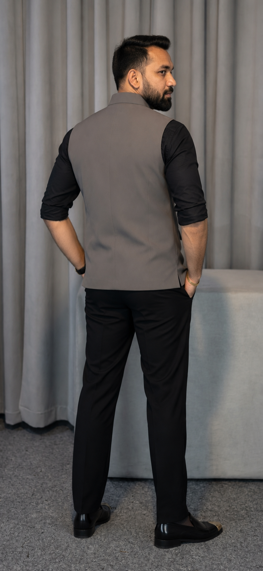 Premium Lion Grey Nehru Koti for Men