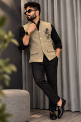 Premium Beige Nehru Koti for Men