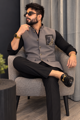 Premium Lion Grey Nehru Koti for Men