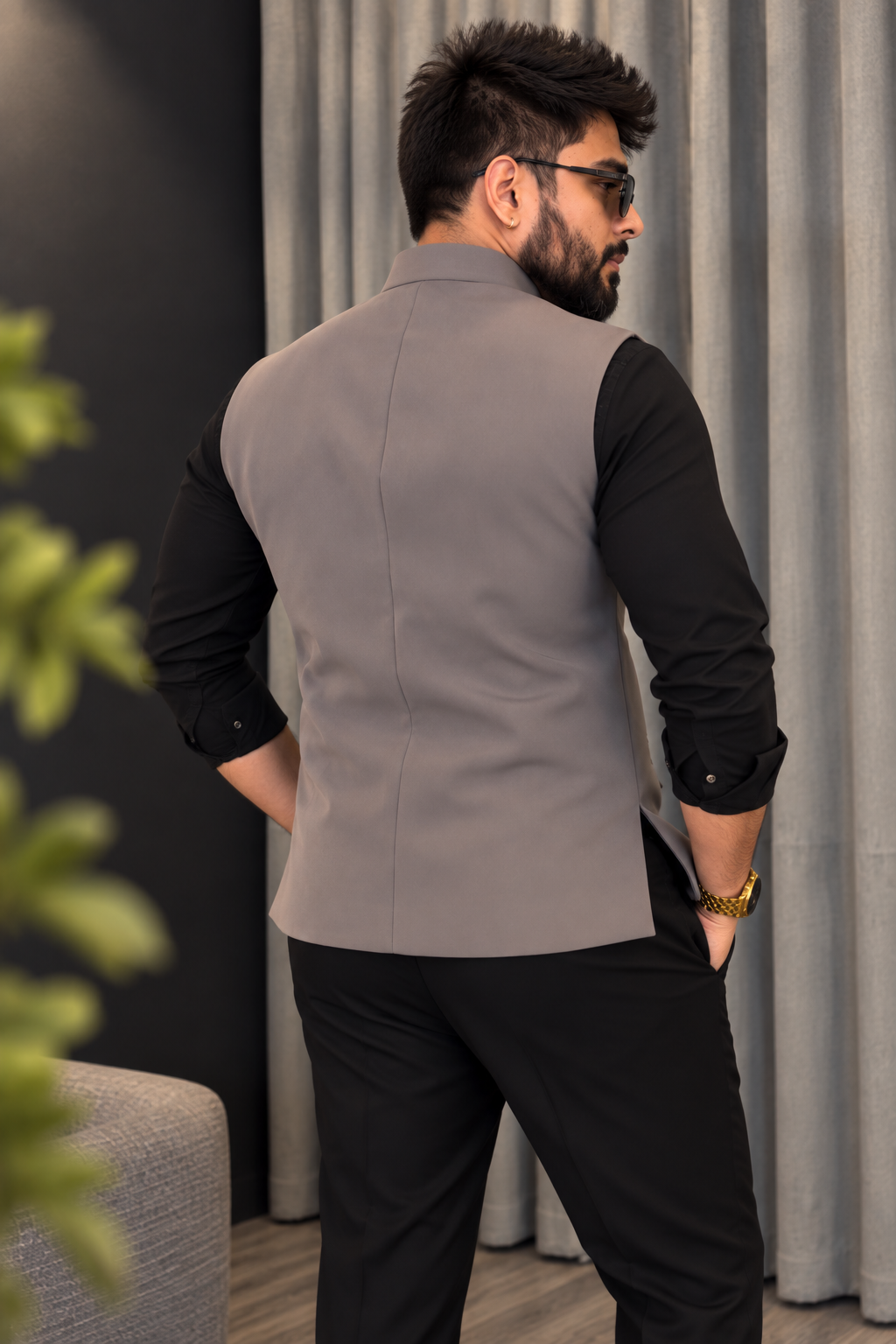 Premium Lion Grey Nehru Koti for Men