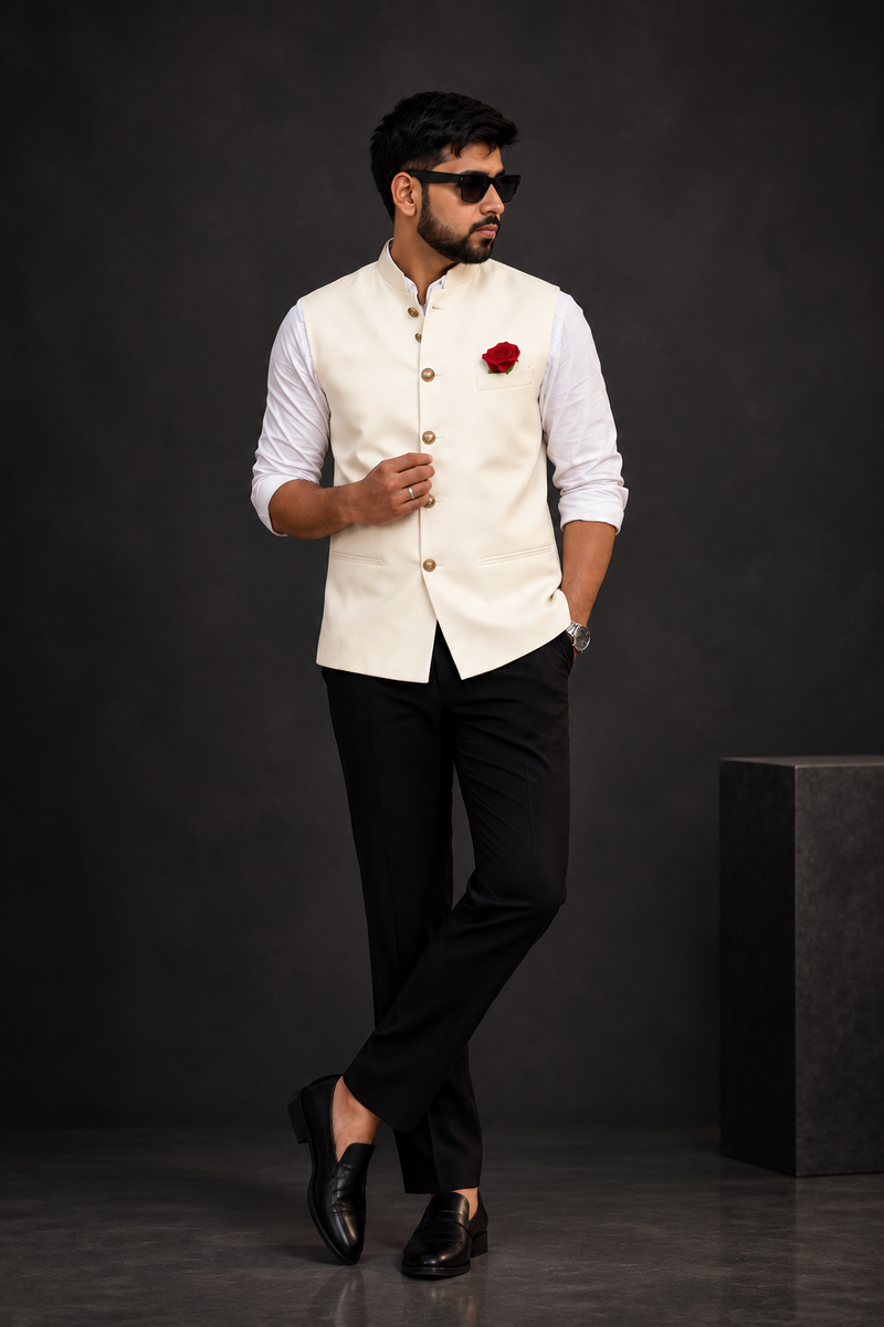 Premium Ivory Classic Nehru Koti for Men