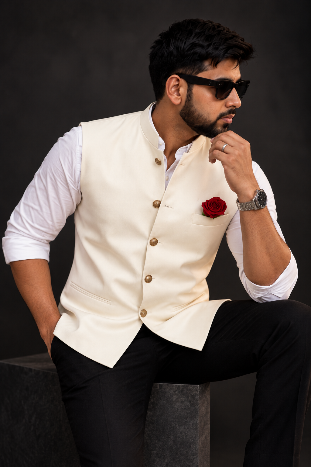 Premium Ivory Classic Nehru Koti for Men