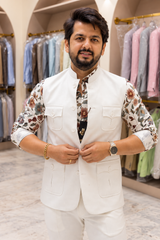 Premium Men’s White 4-Pocket Koti